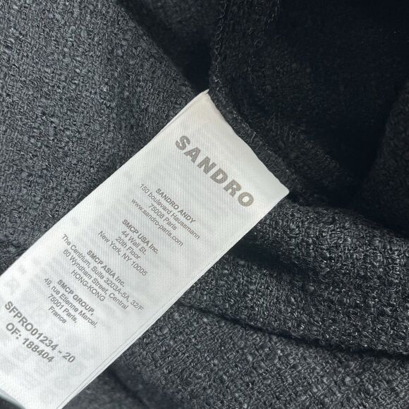 SANDRO Short Coat Mini Dress Pleated H20ROSSA Tweed BLACK US 8/ FR 40 $445 NEW! - Picture 13 of 15